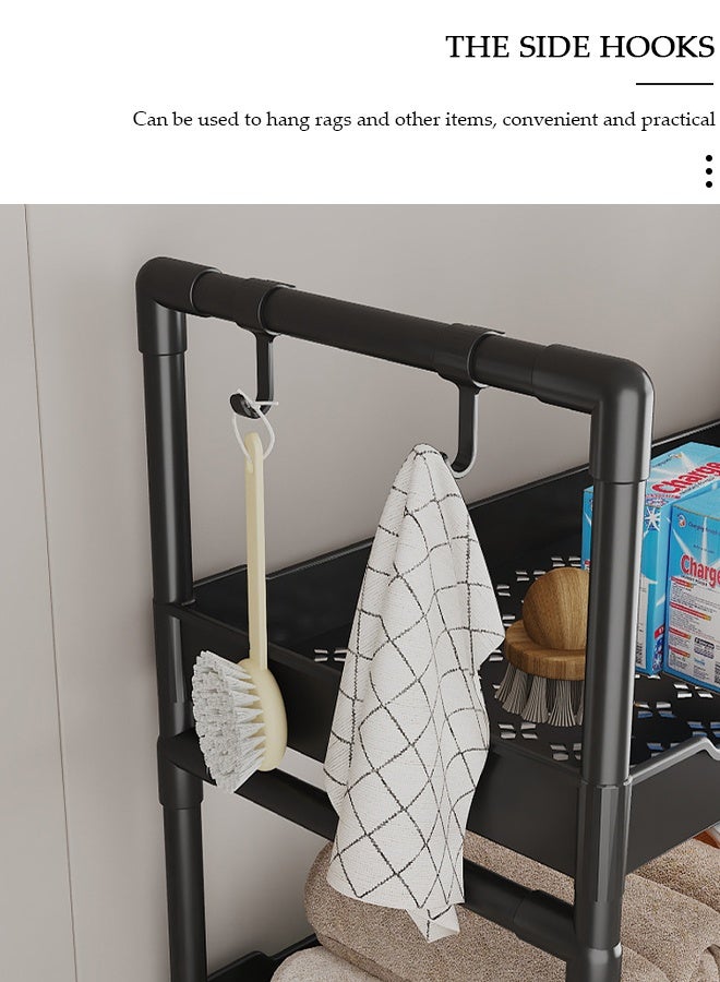 DUNISO 2 Tier Storage Shelves, Stable Bathroom Shelf Organizer, Storage Rack with Armrests, Removable Free Standing Rack, Multipurpose Rack for Over The Toilet Bathroom, Shelving Unit for Laundry Room,Living Room,Garage,Pantry,Study Room - Image 4